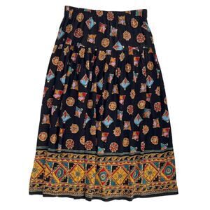 90s bohemian abstract print rayon skirt 1990s vintage